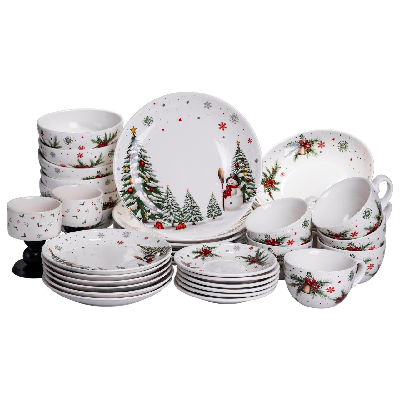 Різдвяний столовий сервіз новорічний 32 предмети на 6 персон порцеляновий SG-32