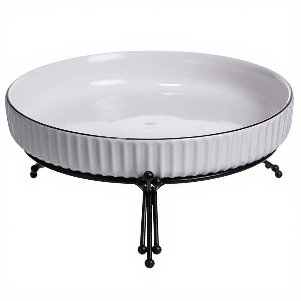 Фруктовниця порцелянова на металевій підставці 22.5 см Чорний LB-1571B