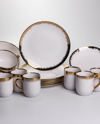 Столовий набір посуду тарілок і чашок 24 предмети на 6 персон «Смарагд» порцеляновий MD-16