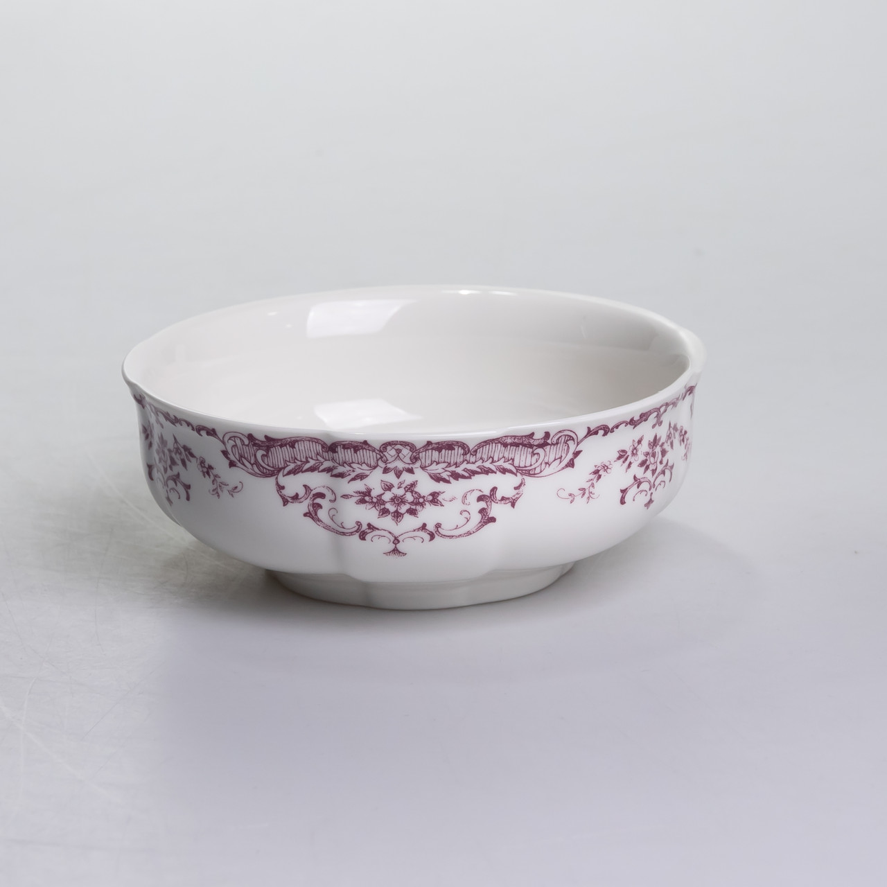 Столовий набір посуду тарілок і чашок 32 предмети на 6 персон «Бордовий Меандр» порцеляновий YY78-3A