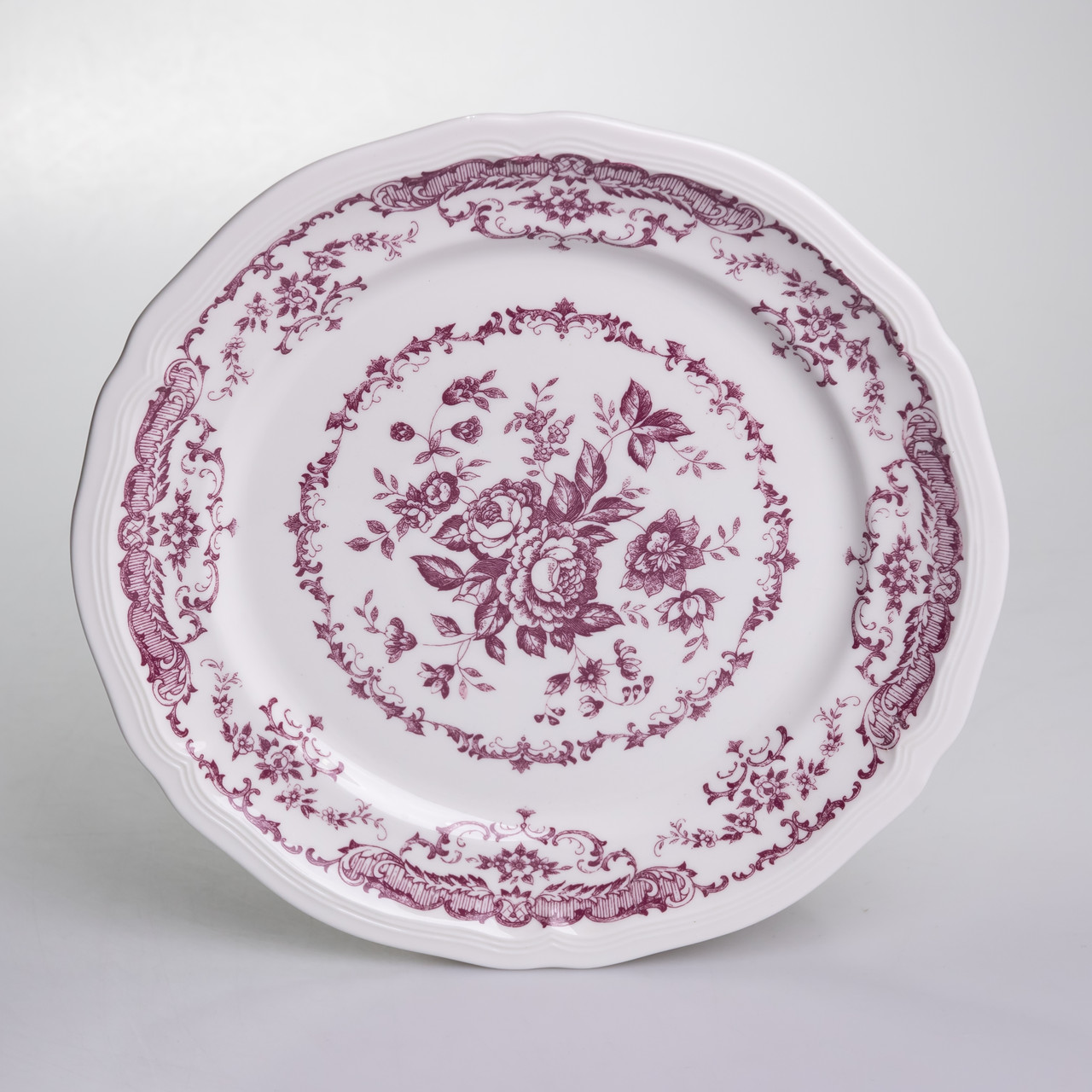 Столовий набір посуду тарілок і чашок 32 предмети на 6 персон «Бордовий Меандр» порцеляновий YY78-3A