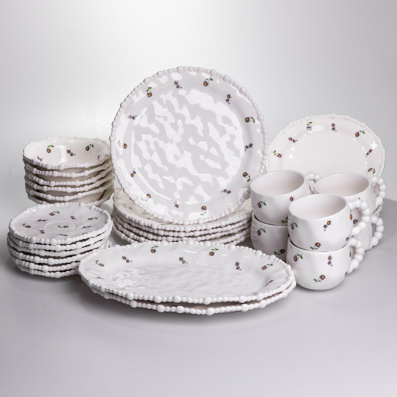 Столовий набір посуду тарілок і чашок 32 предмети на 6 персон Pearl порцеляновий YY78-4A