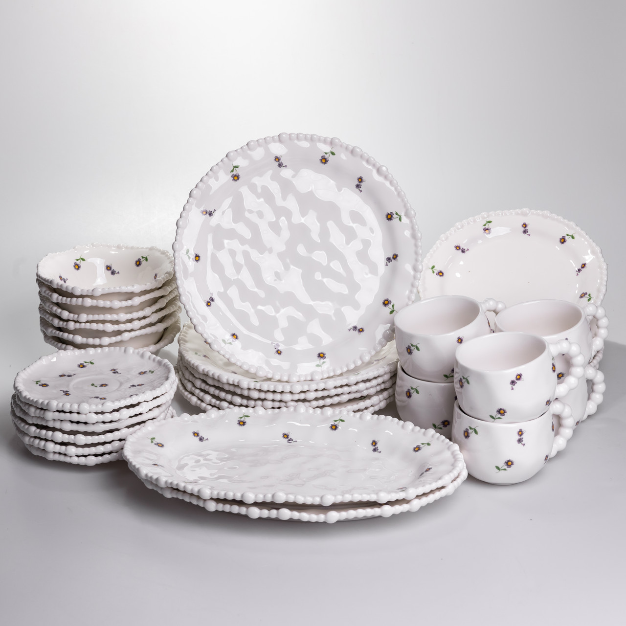 Столовий набір посуду тарілок і чашок 32 предмети на 6 персон Pearl порцеляновий YY78-4A
