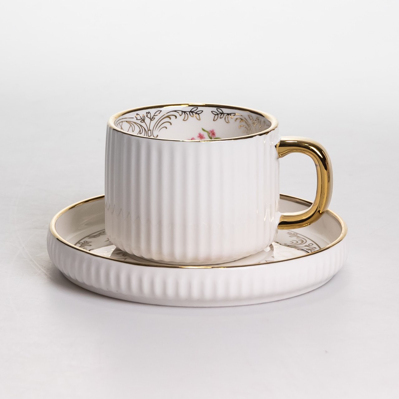 Столовий набір посуду тарілок і чашок 32 предмети на 6 персон «Золотий Кант» порцеляновий TH-32