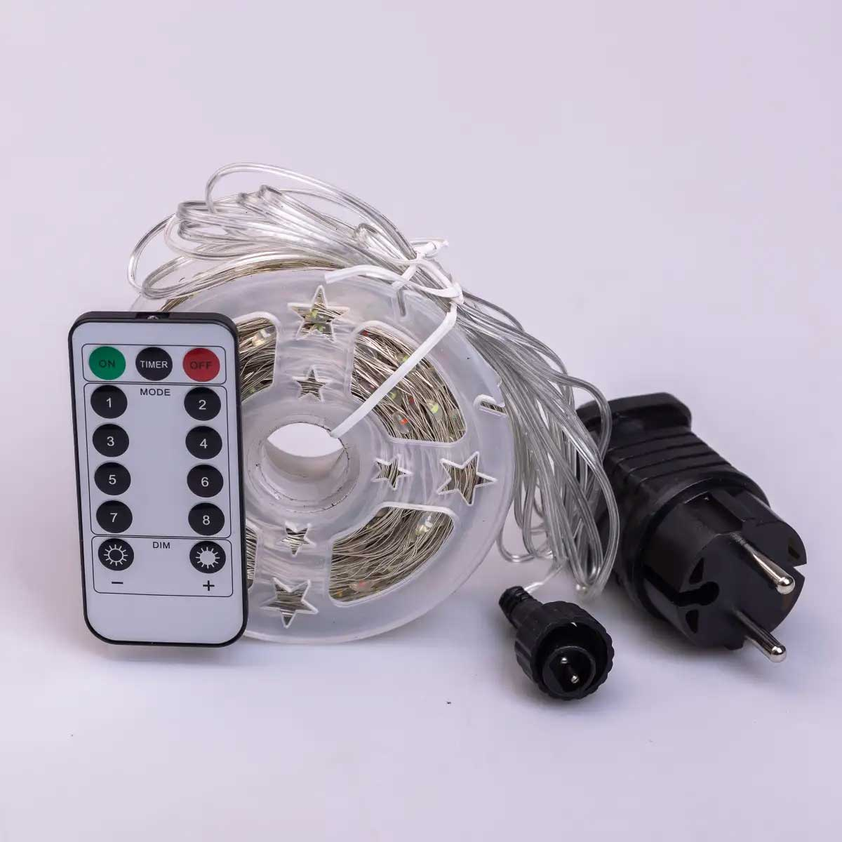 Світлодіодна гірлянда Роса нитка 500 LED довжина 50 м від мережі біла нитка з пультом Мультиколір 500L50MWМL
