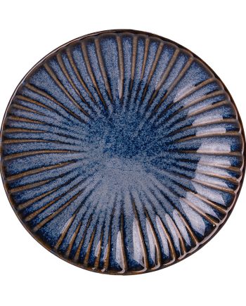 Тарілка плоска кругла з порцеляни 20.5 см синя HP634