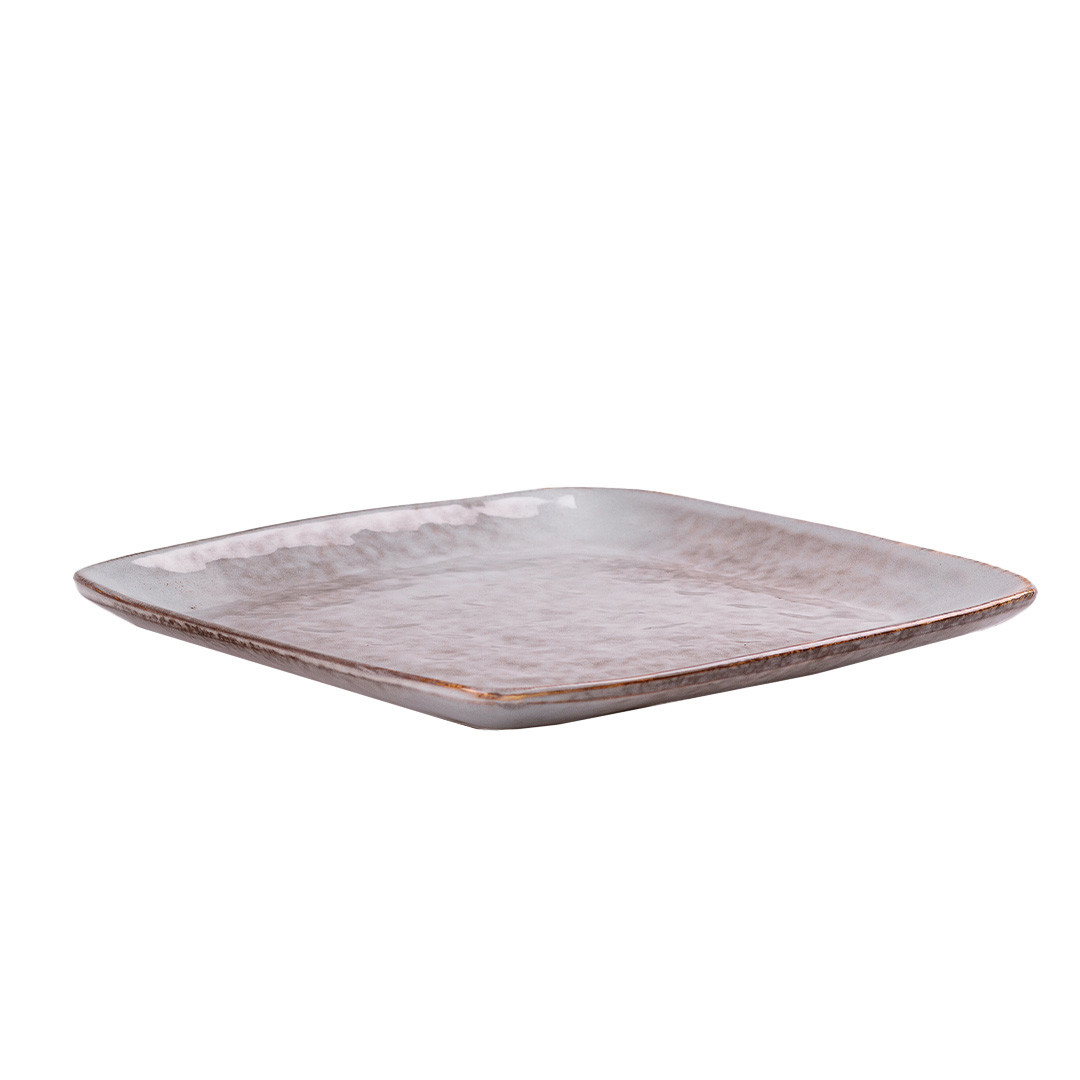 Тарілка плоска квадратна з порцеляни 26.5 см бежева HP631