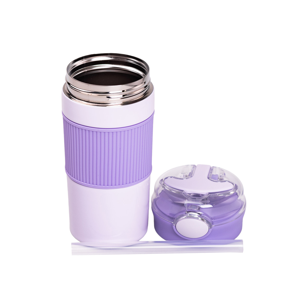 Термочашка з трубочкою 400 мл бузкова HPGM3001V