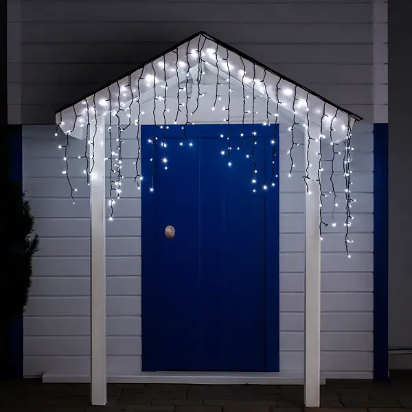 Вулична гірлянда бахрома 12 м 200 led чорний провід чорний провід Білий 12MBW