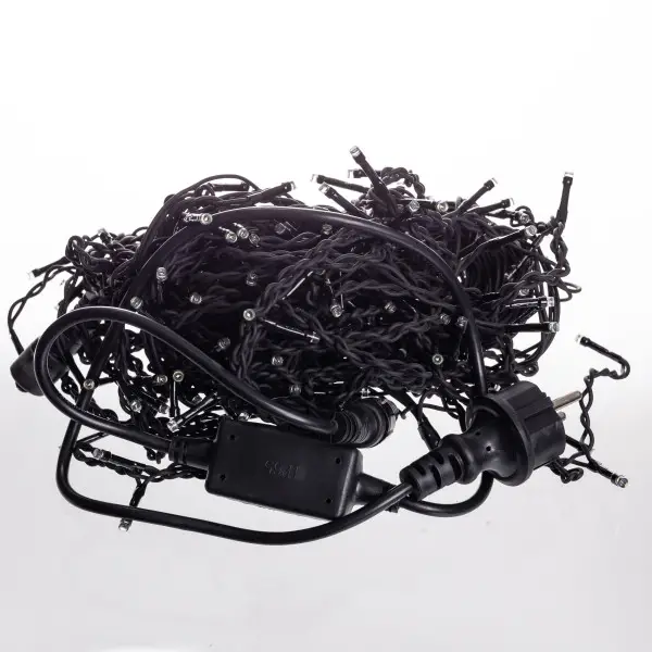 Вулична гірлянда бахрома 12 м 200 led чорний провід чорний провід Білий 12MBW