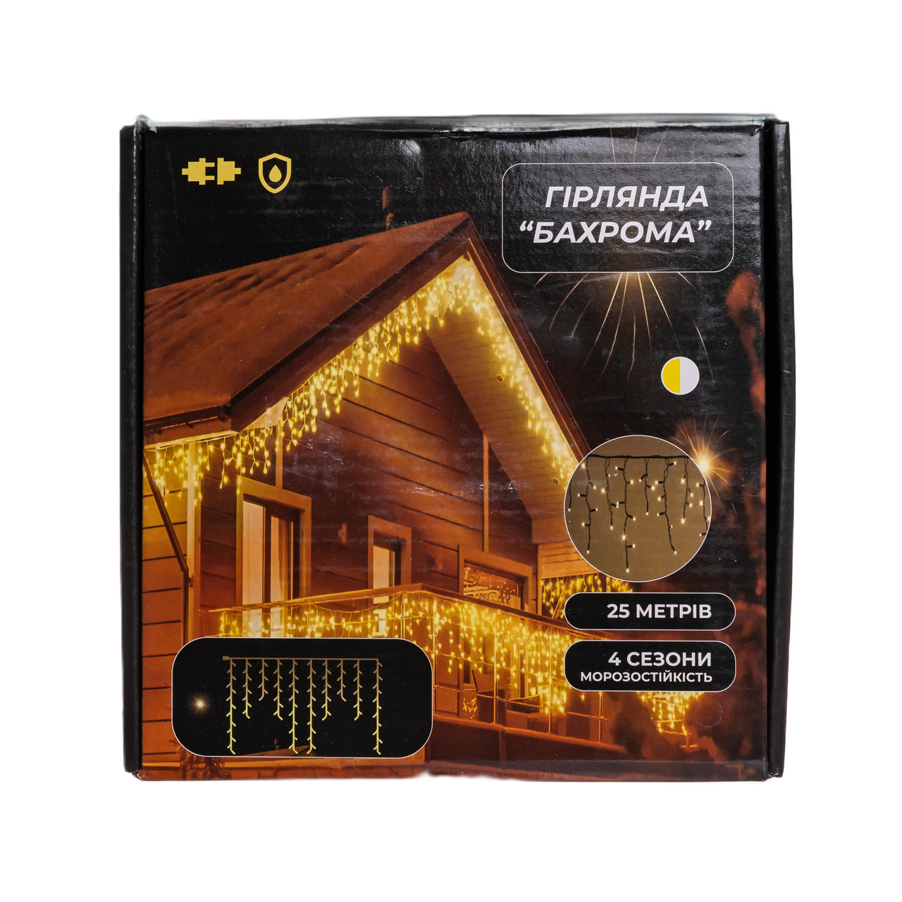 Вулична гірлянда Бахрома 25 м 405 LED чорний провід Жовтий 25MBY