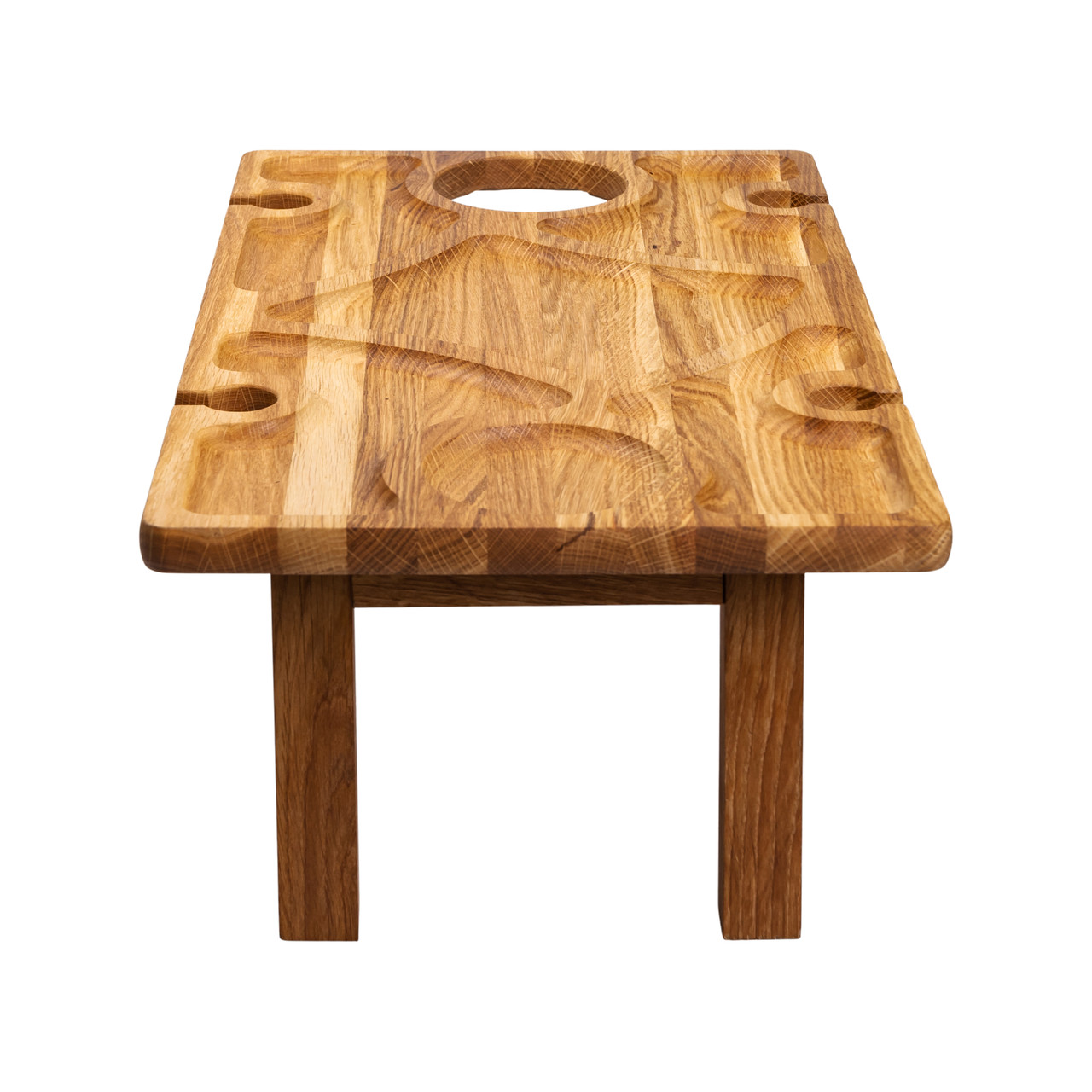 Винний столик-менажниця з дерева 50×30 см прямокутний на ніжках дуб BWS500180