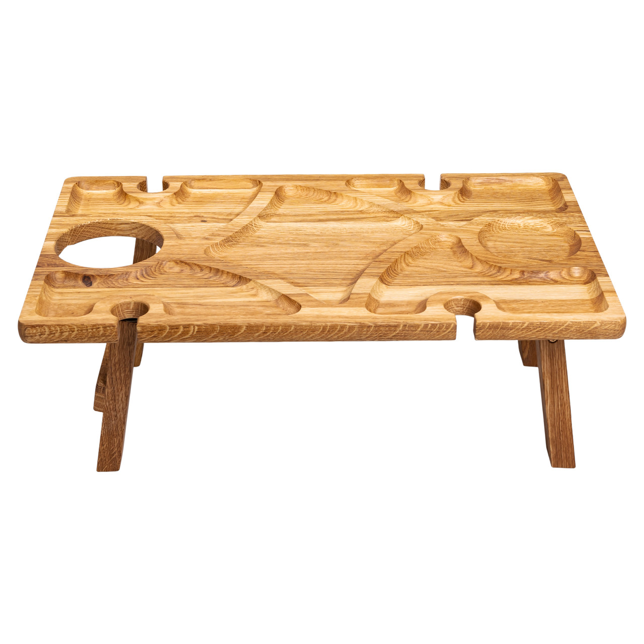 Винний столик-менажниця з дерева 50×30 см прямокутний на ніжках дуб BWS500180