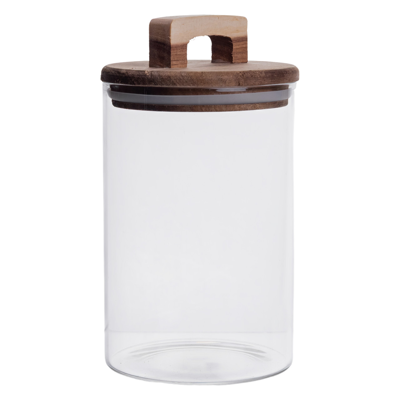 Висока скляна банка 1,5 л з бамбуковою кришкою для зберігання круп і продуктів