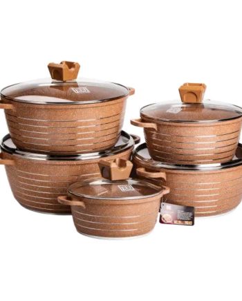 Набір із 5 господарських каструль, 2,5-9 літрів, товсте дно, алюміній MGC HP-4-411CH