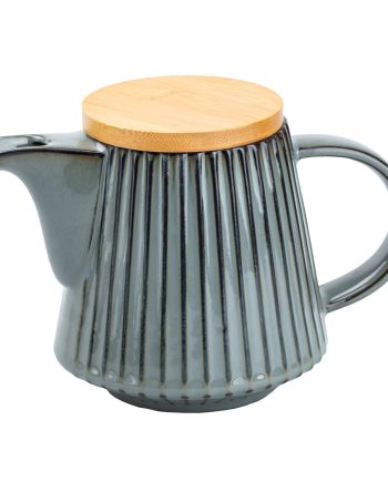 Чайник для заварювання 850 мл порцелянаовий з бамбуковою кришкою Зелений з коричневим HP7211GR