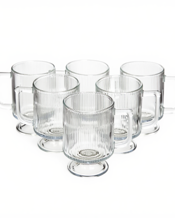 Набір скляних чашок 300 мл (6 шт) з рифленого скла HP-19-L7