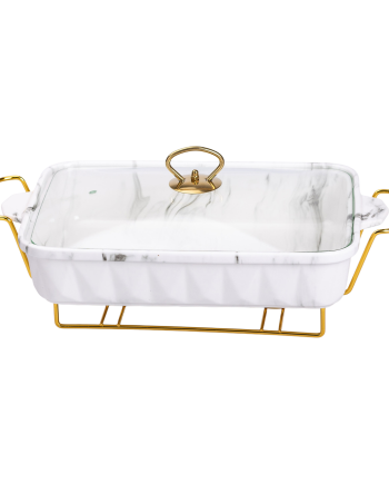 Настільний марміт 2 літри прямокутний порцеляновий 40х22.5х15.5 см на підставці Lugi HP1030