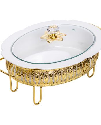 Настільна мармітниця 32×23×14 (см) порцелянова 1.2 (л) на металевій підставці HP-26-8