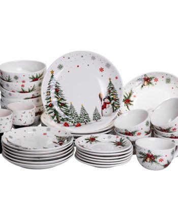 Різдвяний столовий сервіз новорічний 32 предмети на 6 персон порцеляновий SG-32