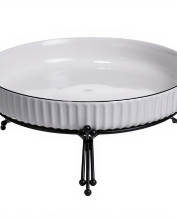 Фруктовниця порцелянова на металевій підставці 22.5 см Чорний LB-1571B