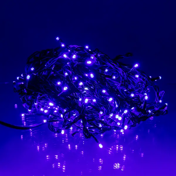 Вулична гірлянда бахрома 12 м 200 led чорний провід Синій 12MBBL