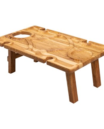 Винний столик-менажниця з дерева 50×30 см прямокутний на ніжках дуб BWS500180