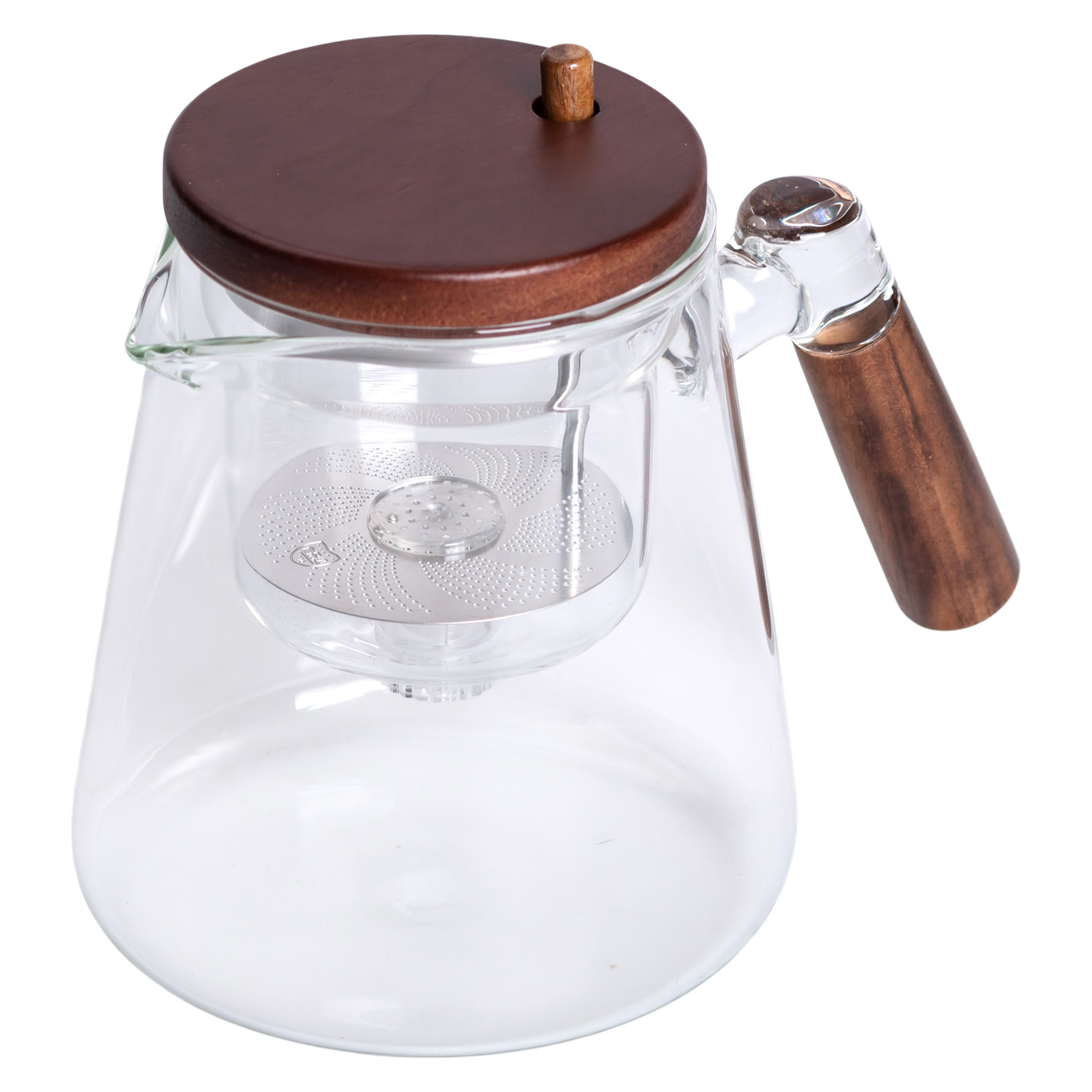 Заварник скляний для чаю 1 л чайник для заварювання з дерев'яною ручкою прозорий HP-34-7
