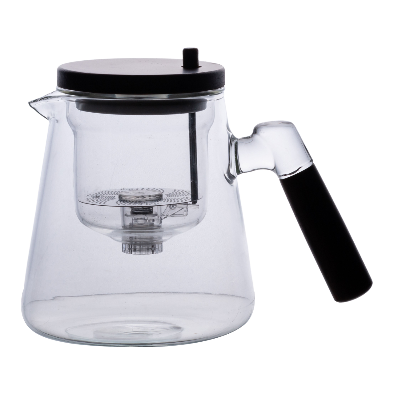 Заварник скляний для чаю 1 л чайник для заварювання з дерев'яною ручкою прозорий HP-34-7