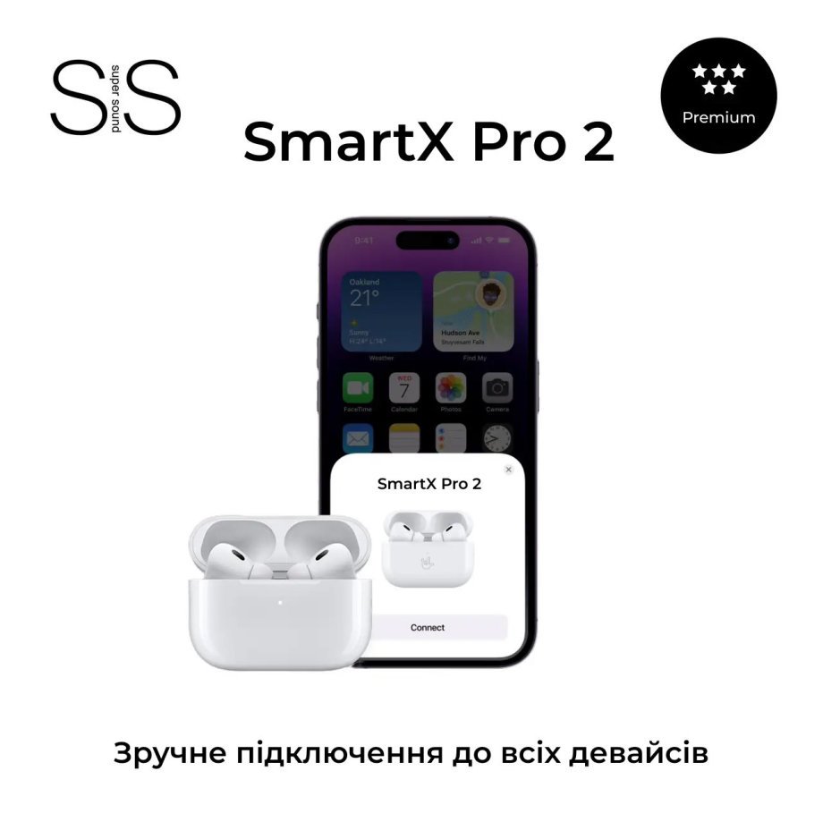 Навушники бездротові TWS SmartX Pro 2 Premium Bluetooth навушники з мікрофоном SAP2P