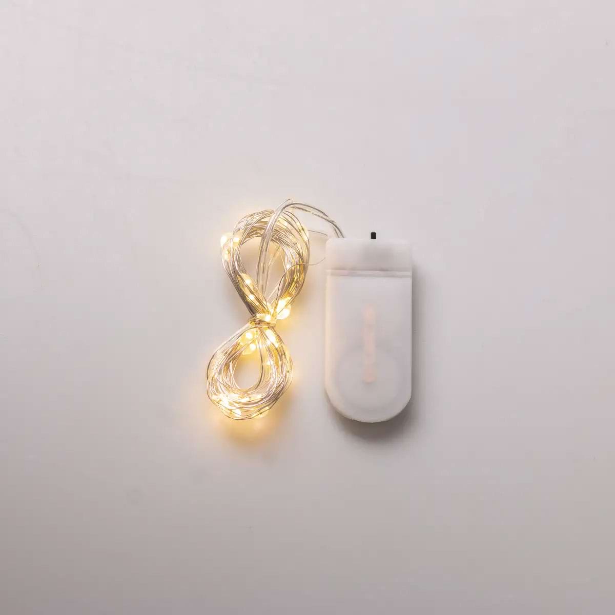 Світлодіодна гірлянда Роса 3 метри на батарейках 30 led нитка на білому дроті жовта 30L3MWY