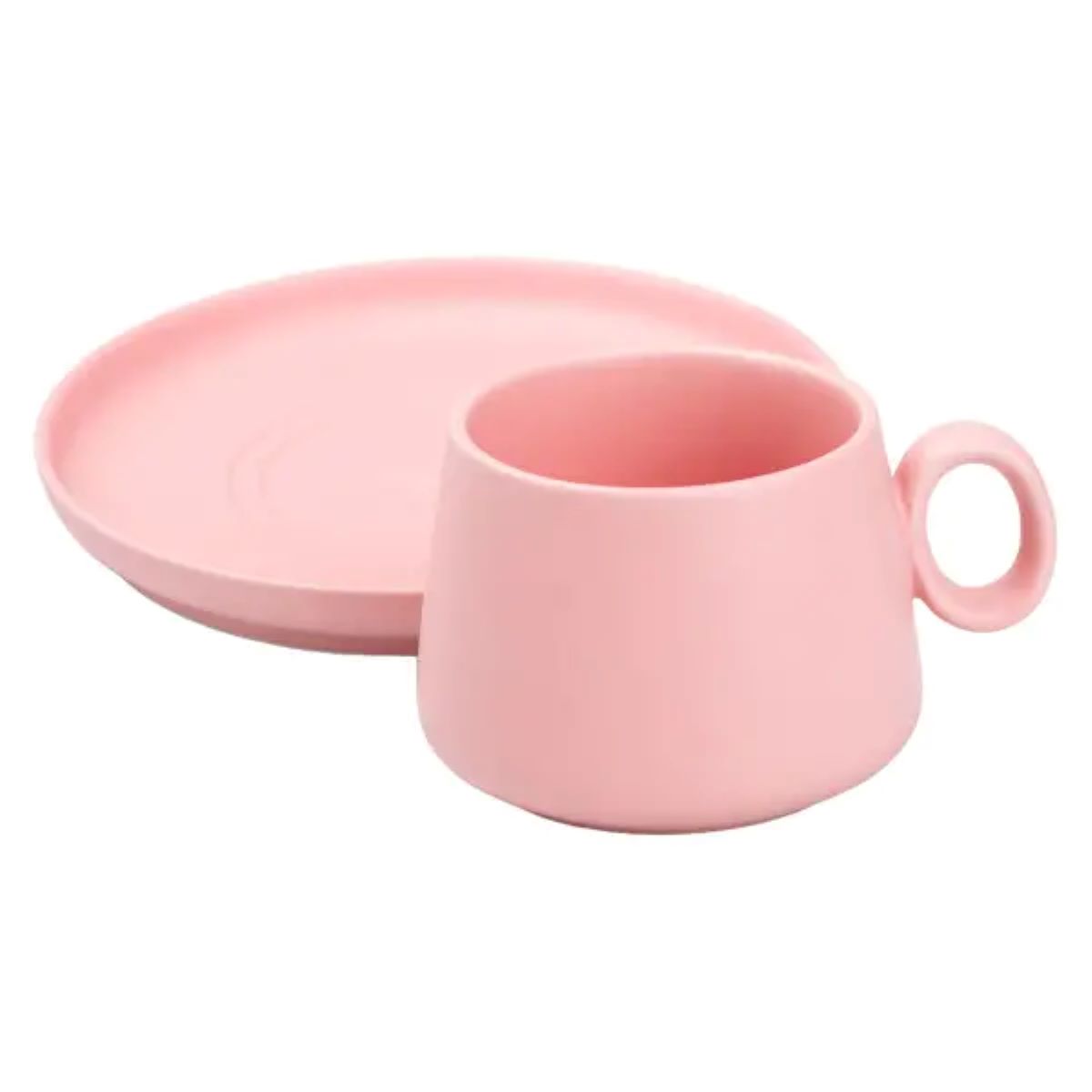 Чашка з блюдцем порцелянова 300 мл Рожева HP7209P