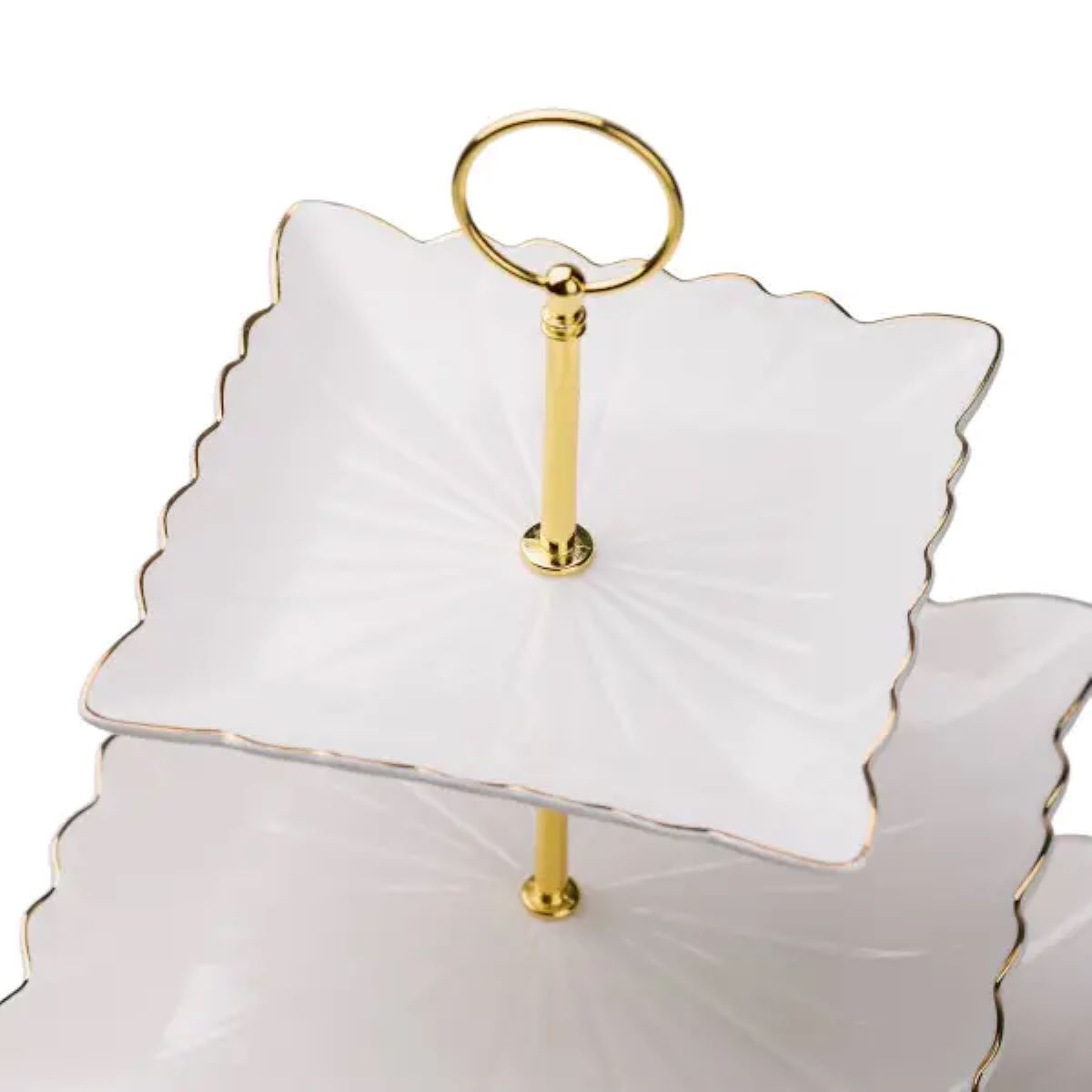 Етажерка для фруктів і десертів 3- ярусна квадратна, біла HP-7-730