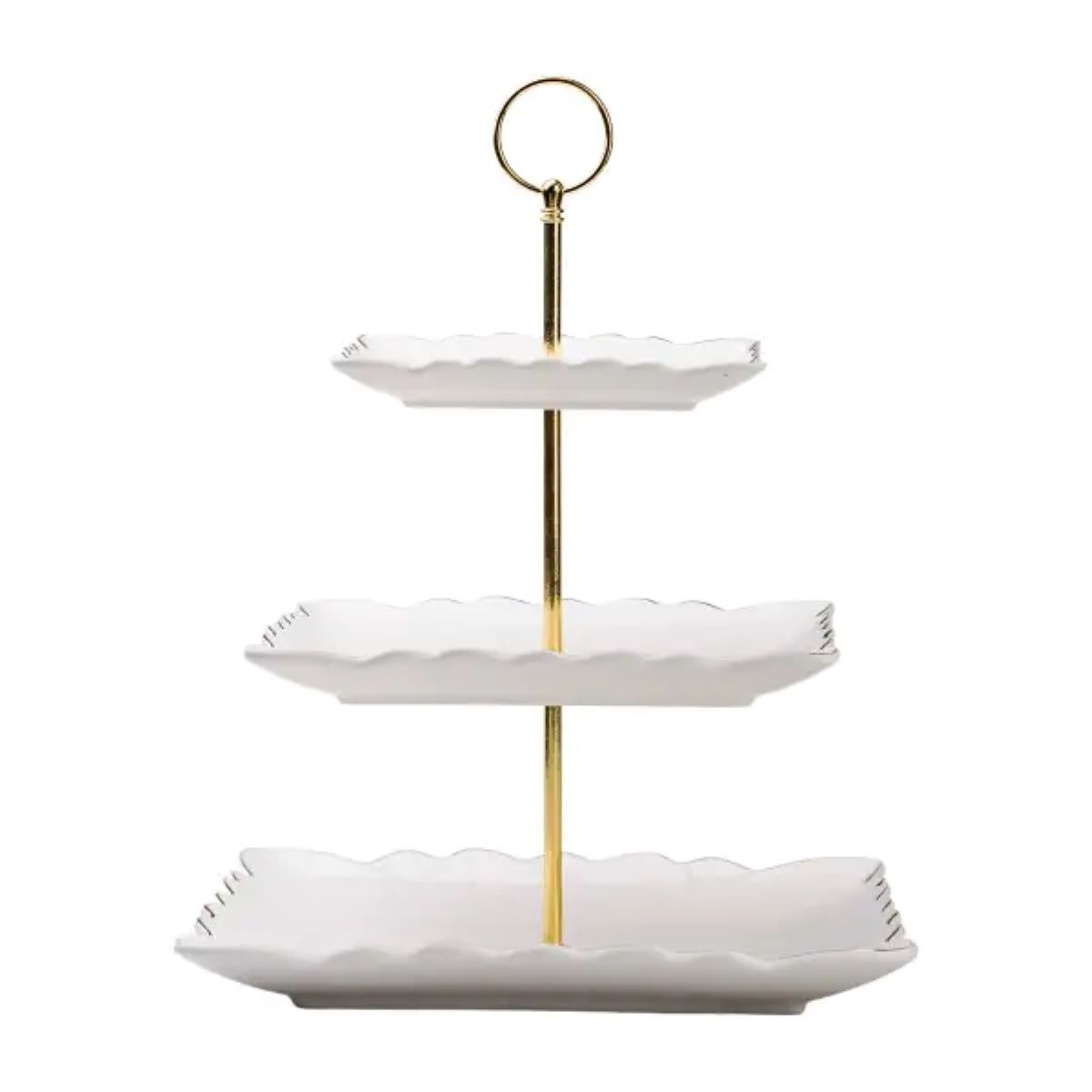 Етажерка для фруктів і десертів 3- ярусна квадратна, біла HP-7-730