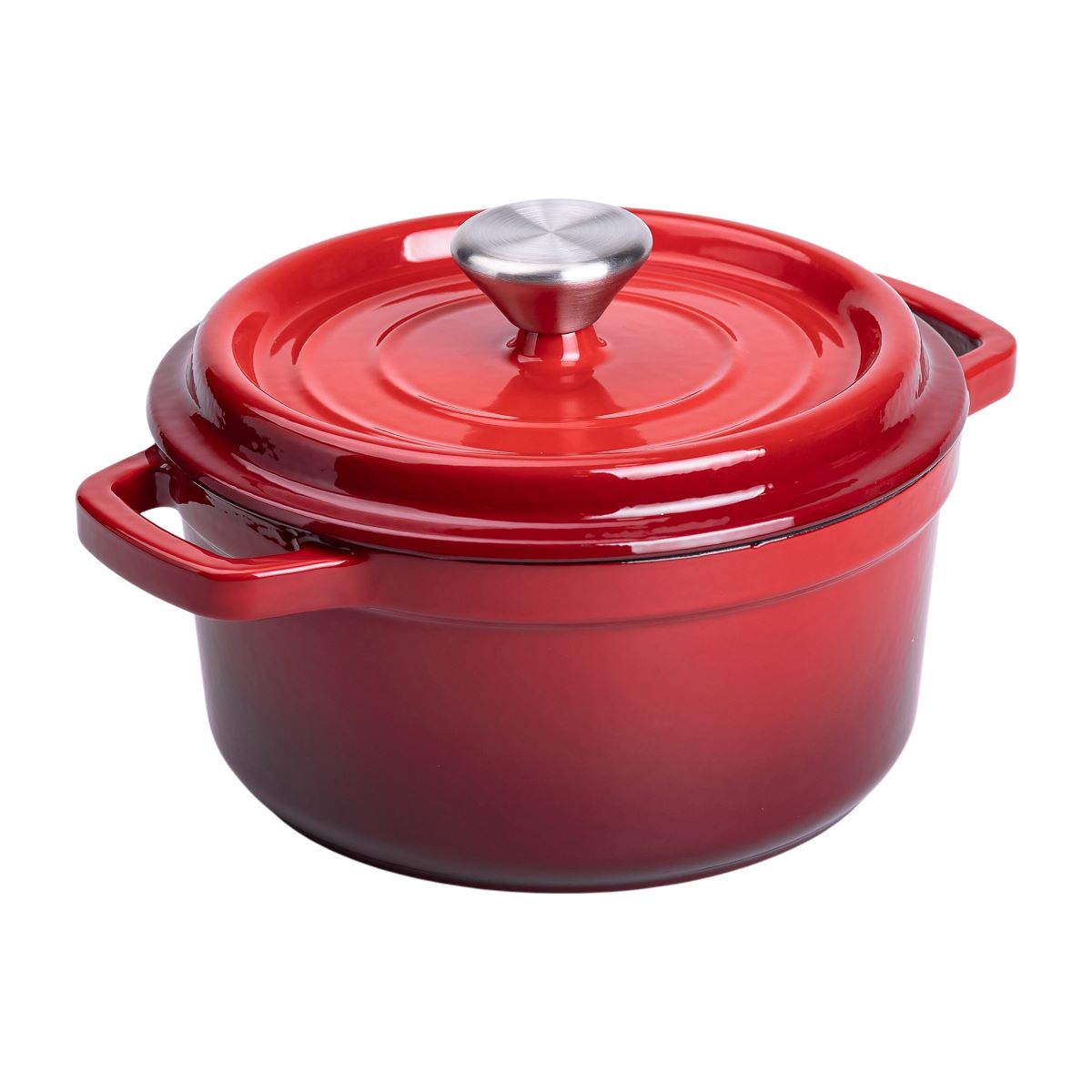 Каструля чавунна емальована 2 л з кришкою Ø20 см Червона HP-1-2R