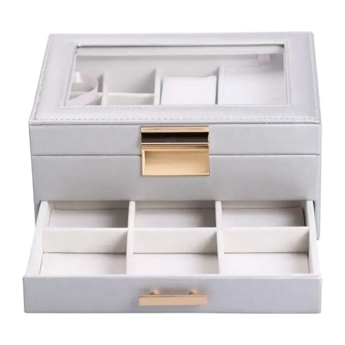 Скринька для прикрас з еко шкіри 2 яруси органайзер для ювелірних виробів HP-5-36G