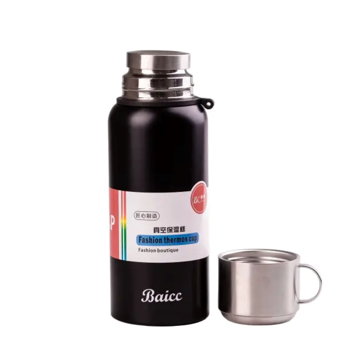 Термос з нержавіючої сталі з ручкою 1200 мл чорний HPGM8826