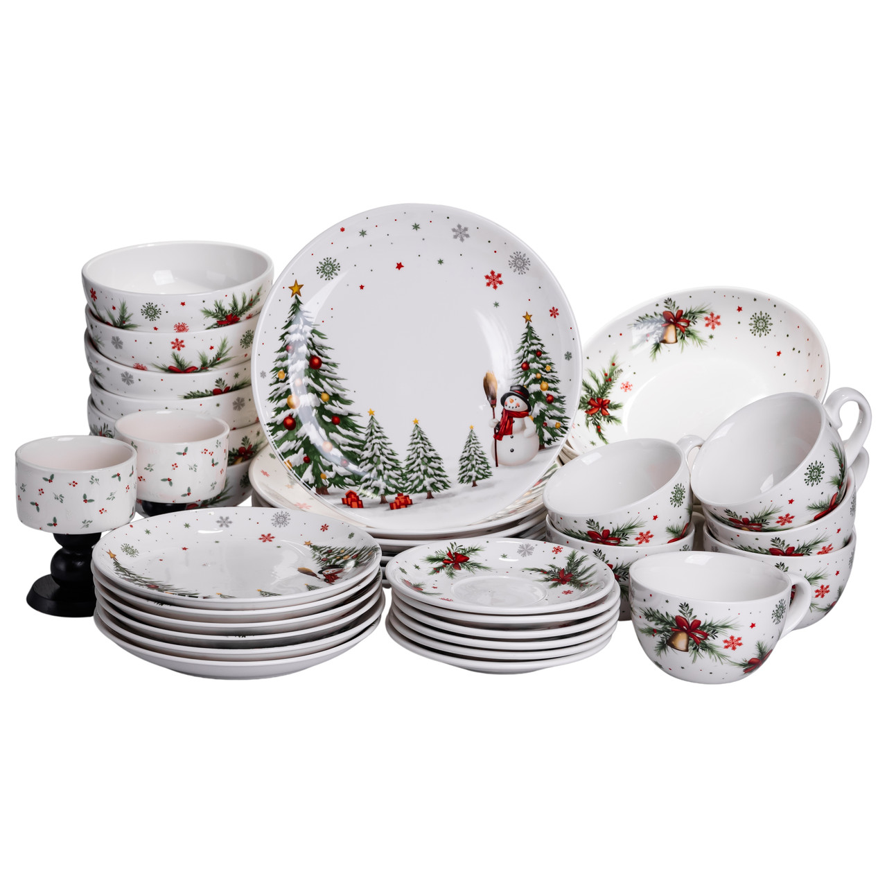 Різдвяний столовий сервіз новорічний 32 предмети на 6 персон порцеляновий SG-32
