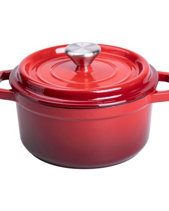 Каструля чавунна емальована 2 л з кришкою Ø20 см Червона HP-1-2R