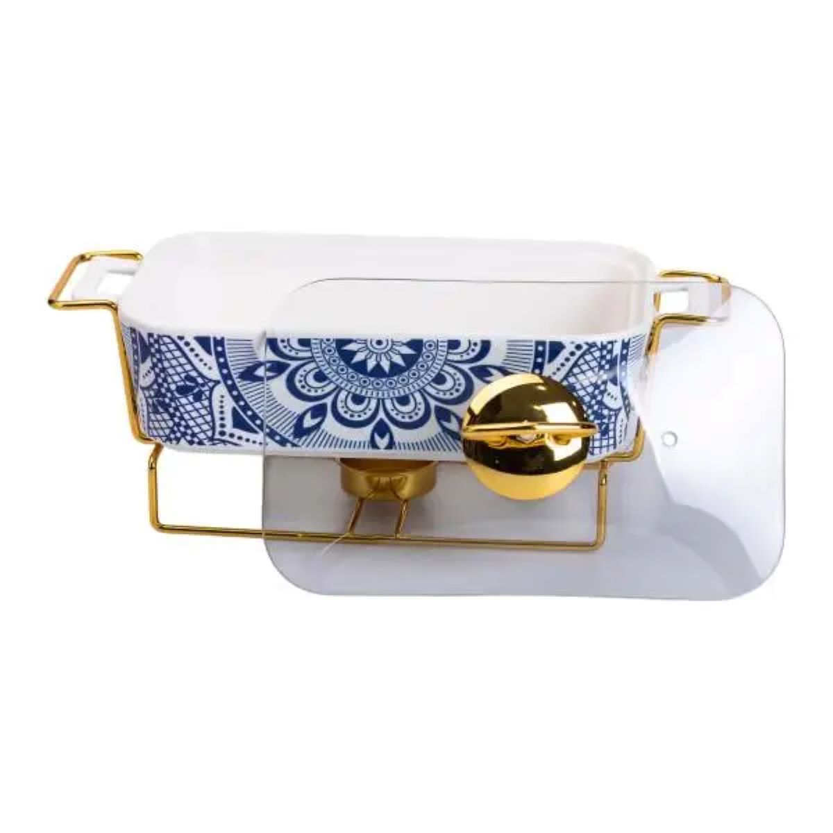 Марміт порцелянаовий із скляною кришкою 38х18.5х15.5 см на металевій підставці 1 л SA1107-S