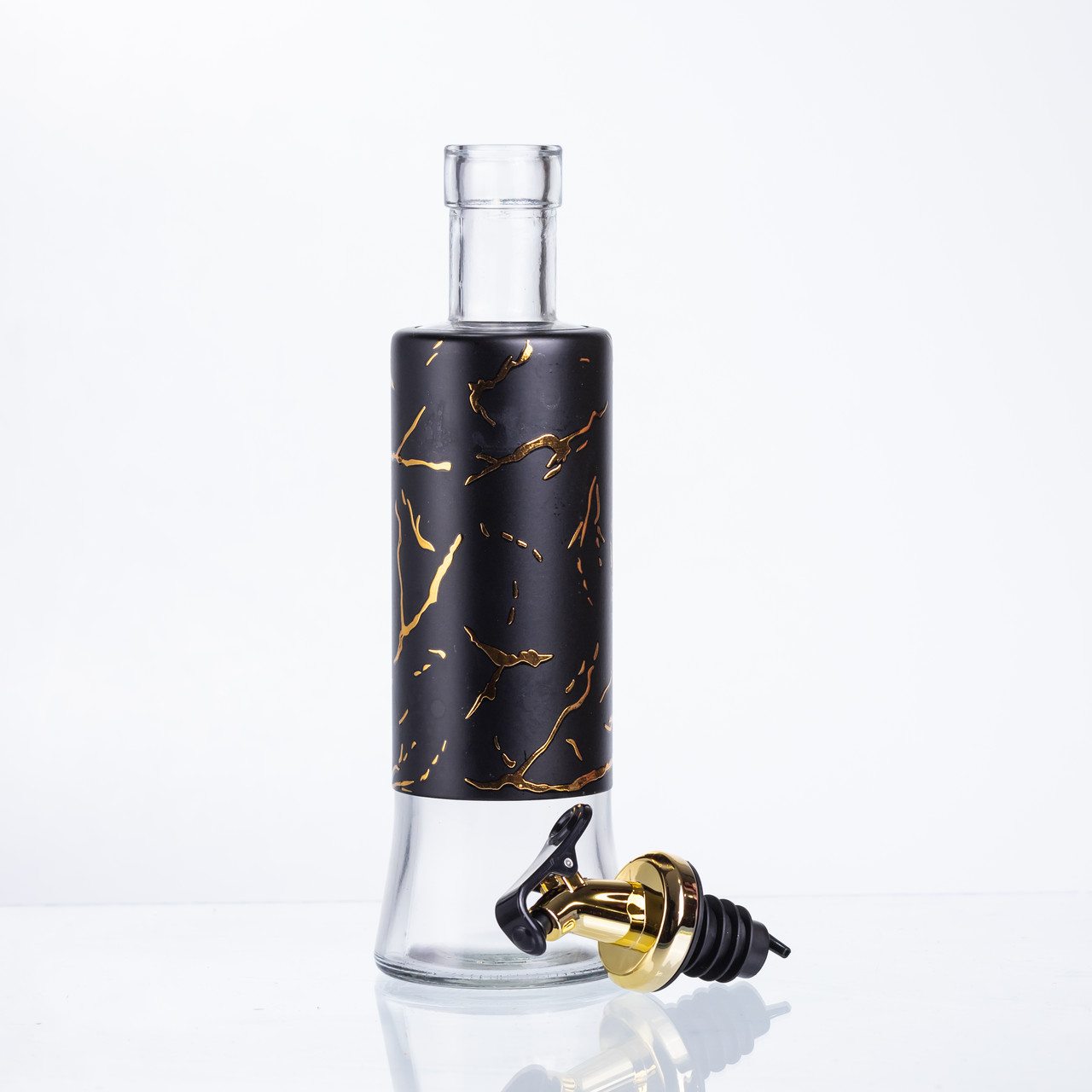 Пляшка для олії з дозатором 300 мл, чорний мармур HP-1344