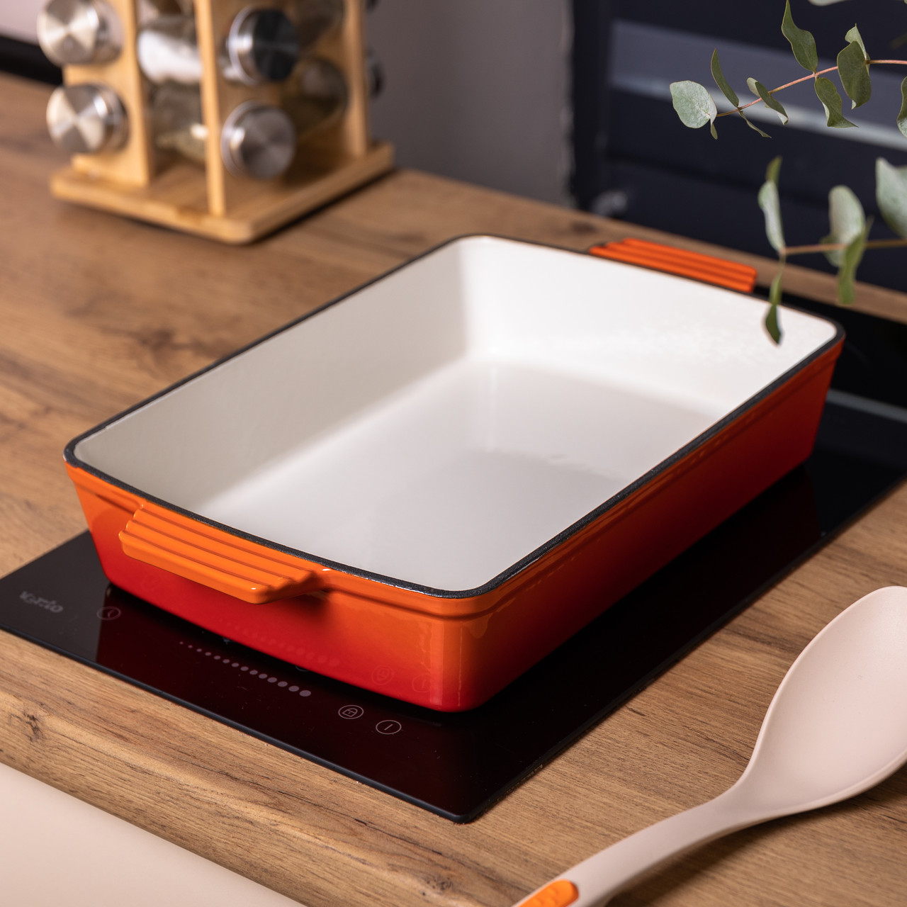 Форма для запікання чавунна 40х23.6х6 см форма для випічки 3 л Помаранчева HP-1-9O