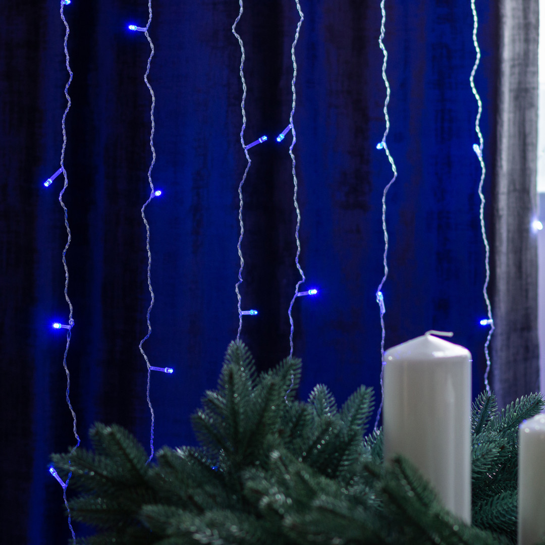 Гірлянда штора 3х2 м 144 LED світлодіодна мідний провід 16 ниток Синій ZWM2320LEDBL