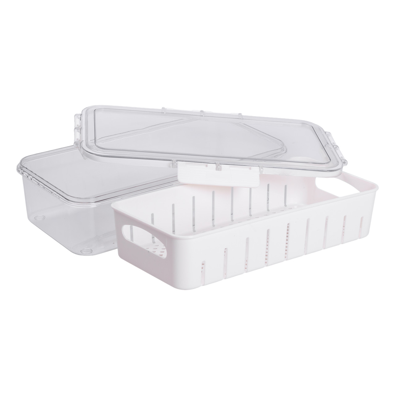 Контейнер для їжі герметичний 31х16х7.5 см судок для їжі пластиковий зі знімною підставкою 2 л Білий HP-27-12