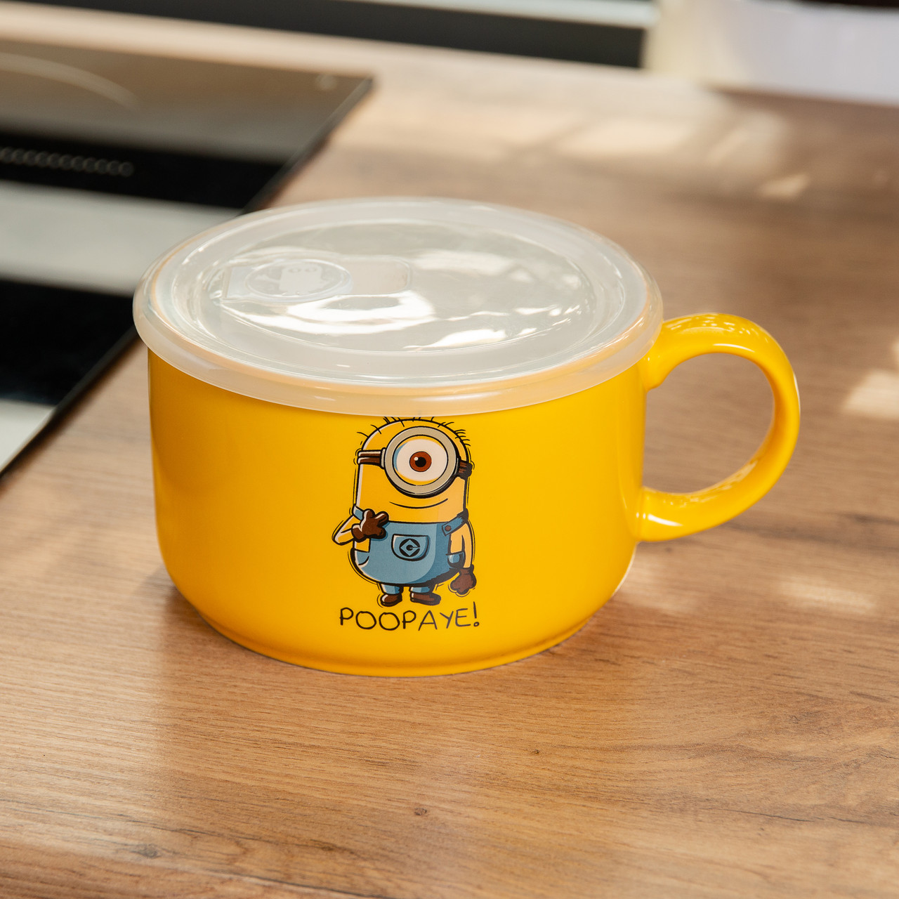 Миска порцелянова з пластиковою кришкою, 900 мл, для супу та локшини HP-15-18BM