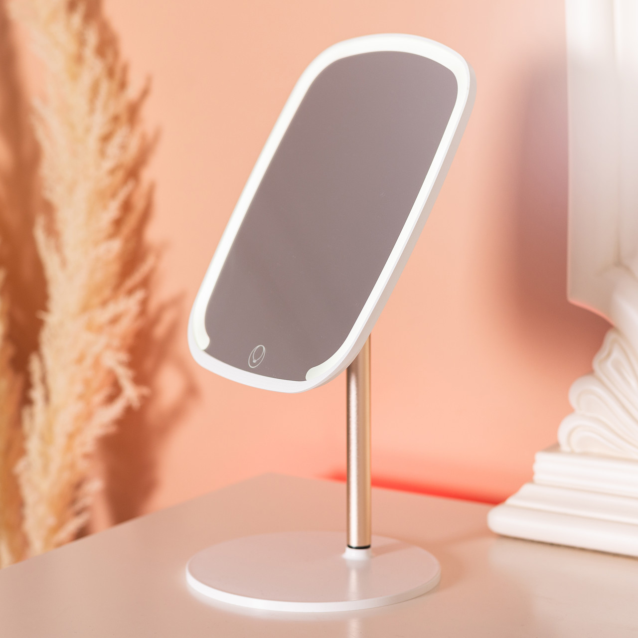 Настільне дзеркало з підсвічуванням 23х18 см для макіяжу на ніжці Біле HP-10-6AW