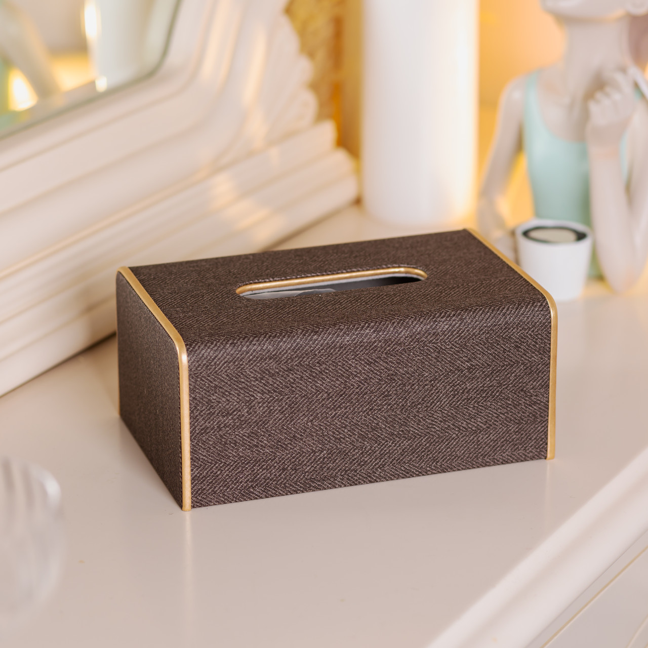 Серветниця горизонтальна 21х13х9 см для серветок на стіл Коричневий HP-3-118BR
