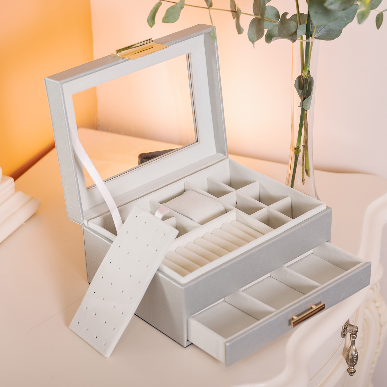 Скринька для прикрас з еко шкіри 2 яруси органайзер для ювелірних виробів HP-5-36G