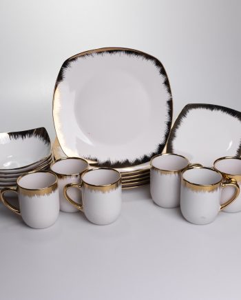 Столовий набір посуду тарілок і чашок 24 предмети на 6 персон «Геометрія» порцеляновий SD-24-1