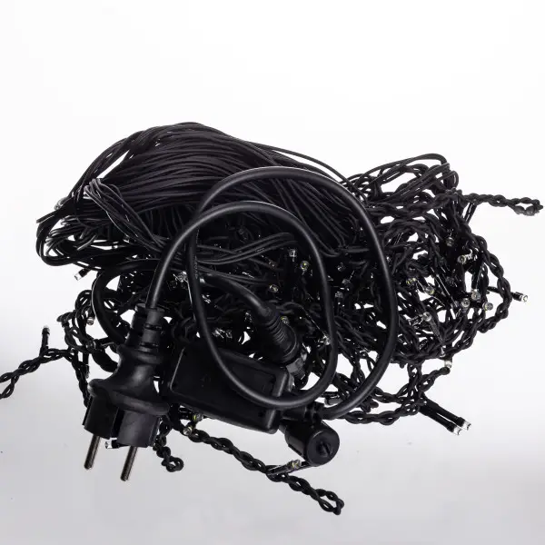 Вулична гірлянда бахрома 12 м 200 led чорний провід чорний провід Жовтий 12MBY